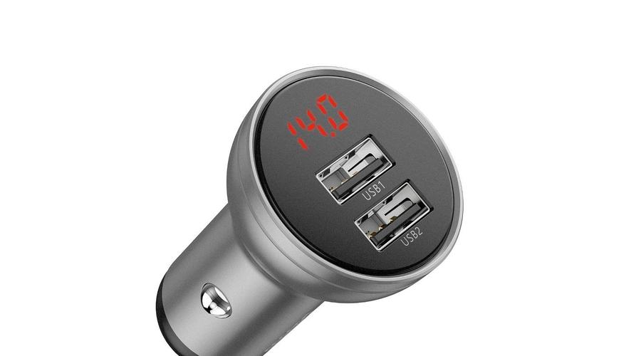 Ładowarka samochodowa Baseus z wyświetlaczem, 2x USB, 4,8A, 24W (srebrna)