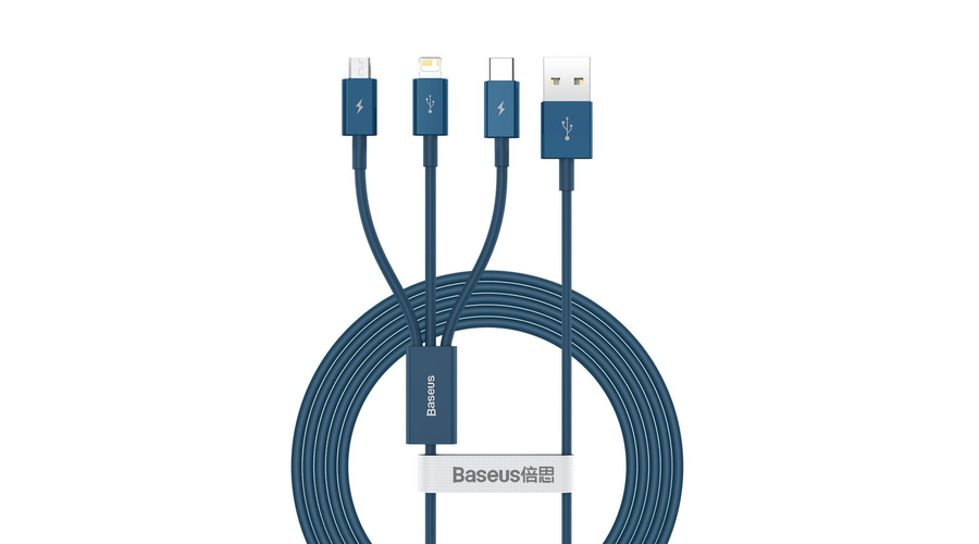 Kabel USB 3v1 Baseus Superior Series, USB na micro USB / USB-C / Lightning, 3,5 A, 1,5 m (modrý)