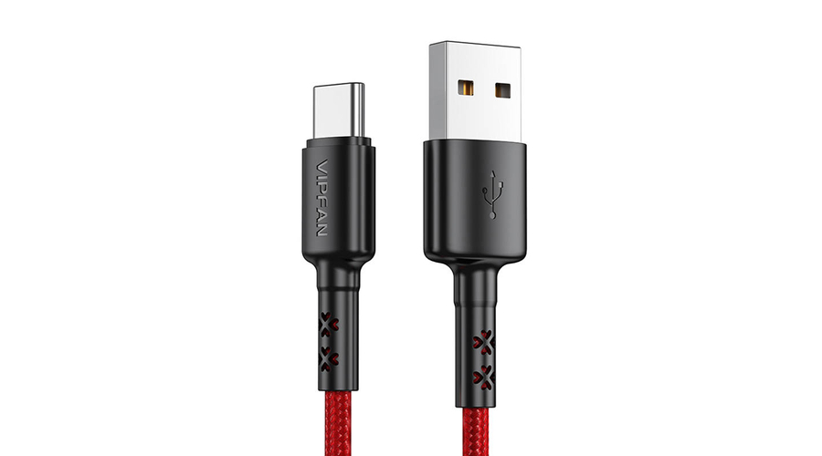 Kabel USB na USB-C Vipfan X02, 3A, 1,8 m (červený)